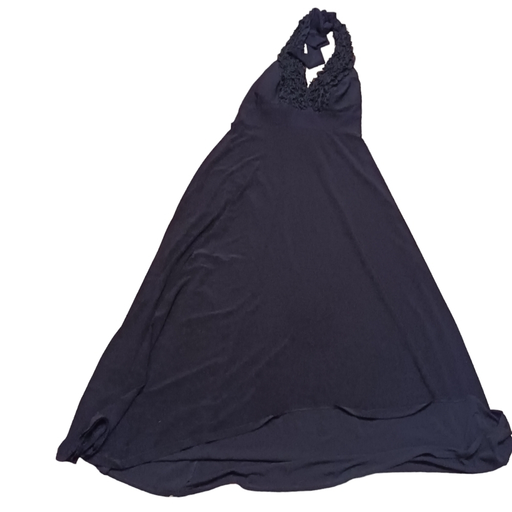 ONYX Nite WEndye Chaitin Vintage Gown Lady 12 Halter Ruffles GOTHIC HOCO WITCHY